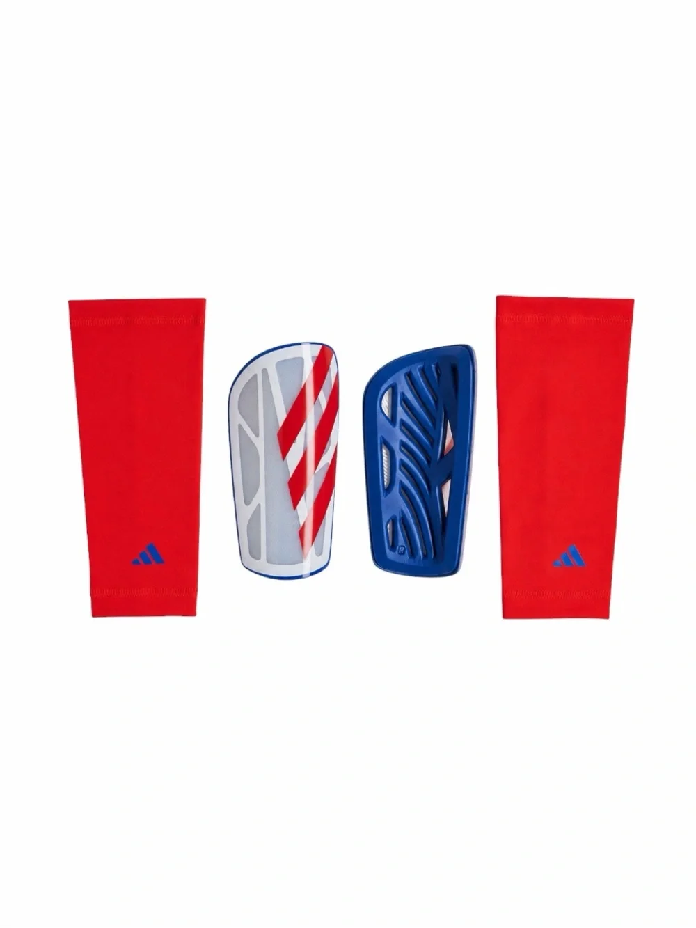 adidas Tiro League Adult Soccer Shin Guards and Sleeves L White/Blue/Red